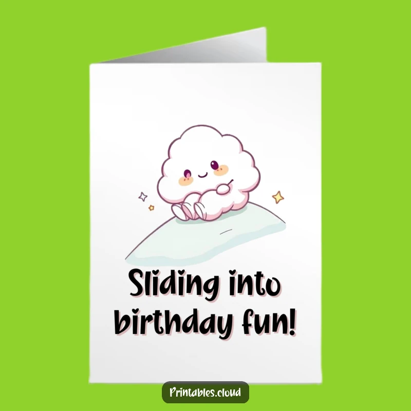 Free Printable Birthday Card: Sliding Cloud - Fun! Downloadable Joyful Gift