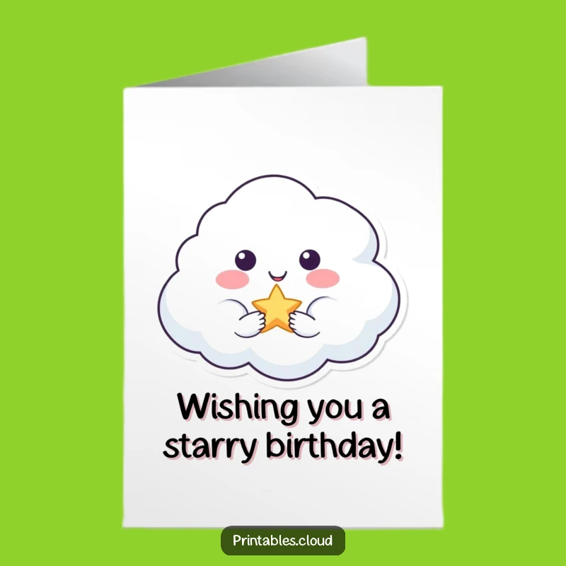 Smiling Cloud Star Offer Free Printable Birthday Card - Sweet Downloadable Gift!