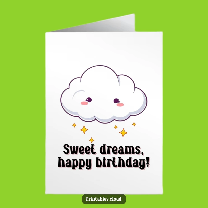 Free Printable Dreamy Cloud Birthday Card: Starry Wishes - Funny Downloadable Gift