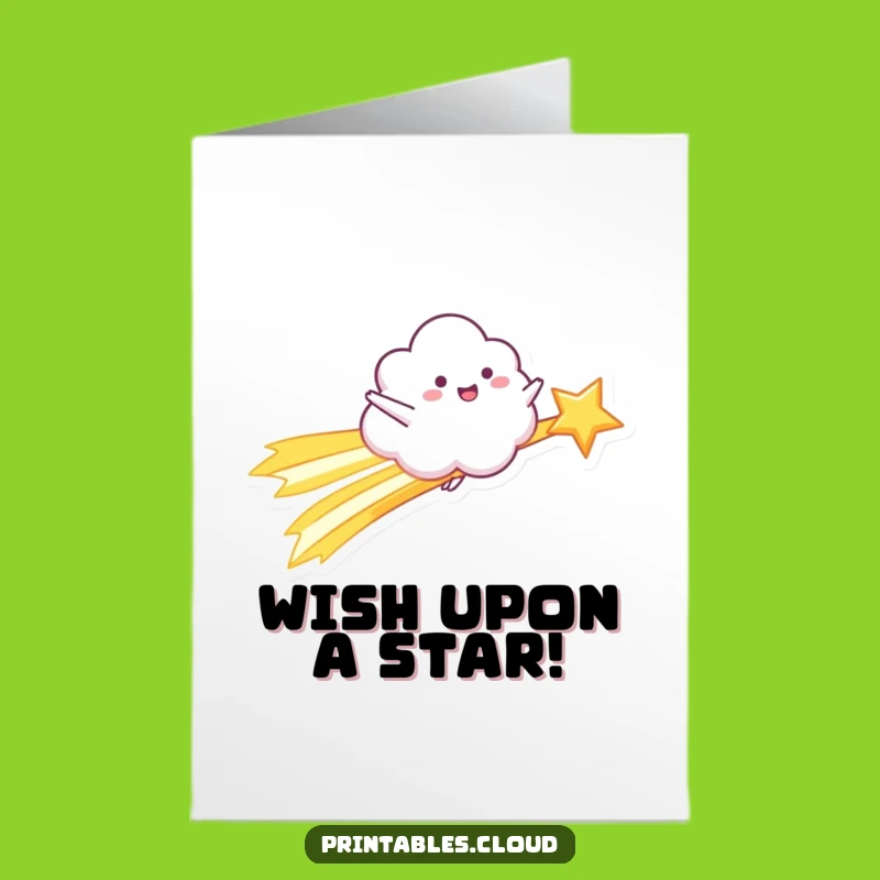 Free Printable Birthday Card: Cloud Rides Shooting Star