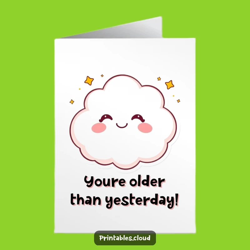 Free Printable Birthday Card: Giggling Cloud Spreading Star-ry Fun!