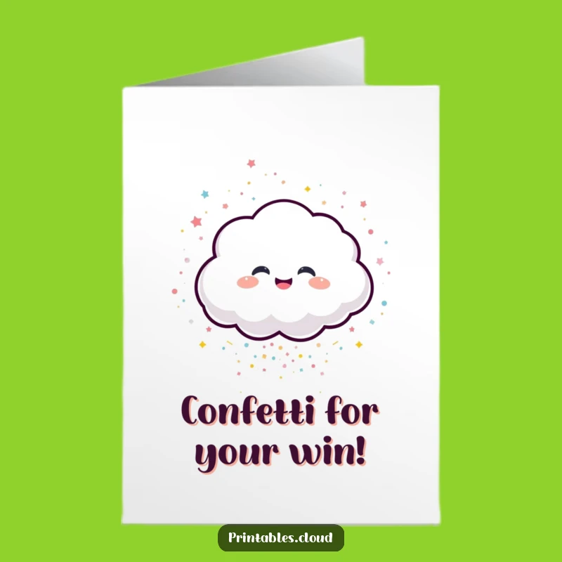 Free Printable Cloud Congrats Card: Confetti Celebration for Your Success