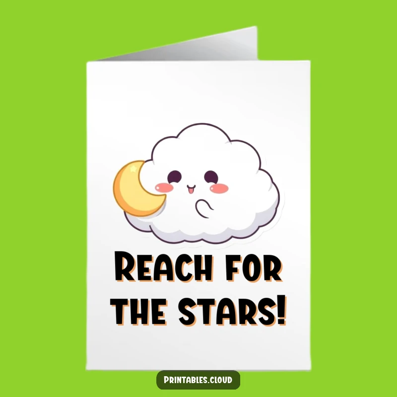 Free Printable Congrats Card: Funny Cloud & Moon Catching Game Downloadable