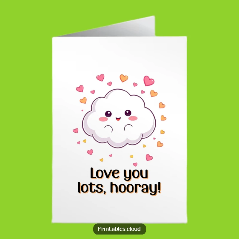 Free Printable Congrats Card: Heart Rain Cloud Love Funny Downloadable Gift for Sweet Wins