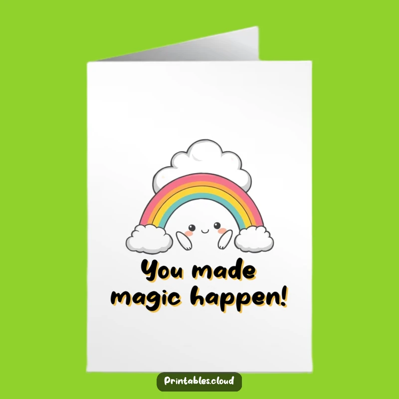 Free Printable Congrats Card: Mischievous Cloud, Tiny Rainbow - Funny DIY Downloadable