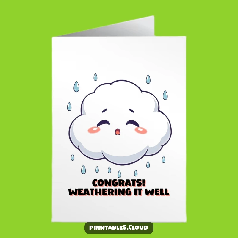 Free Printable Congrats Card: Surprised Cloud - Funny Downloadable Gift