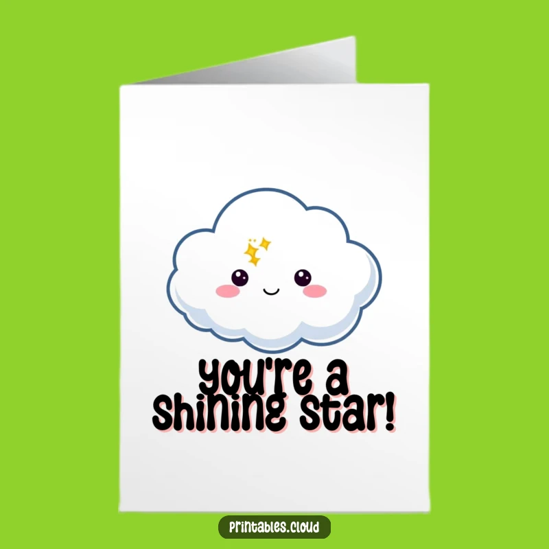 Free Printable Congrats Card: Twinkling Cloud Success, Downloadable Sparkle Cheer