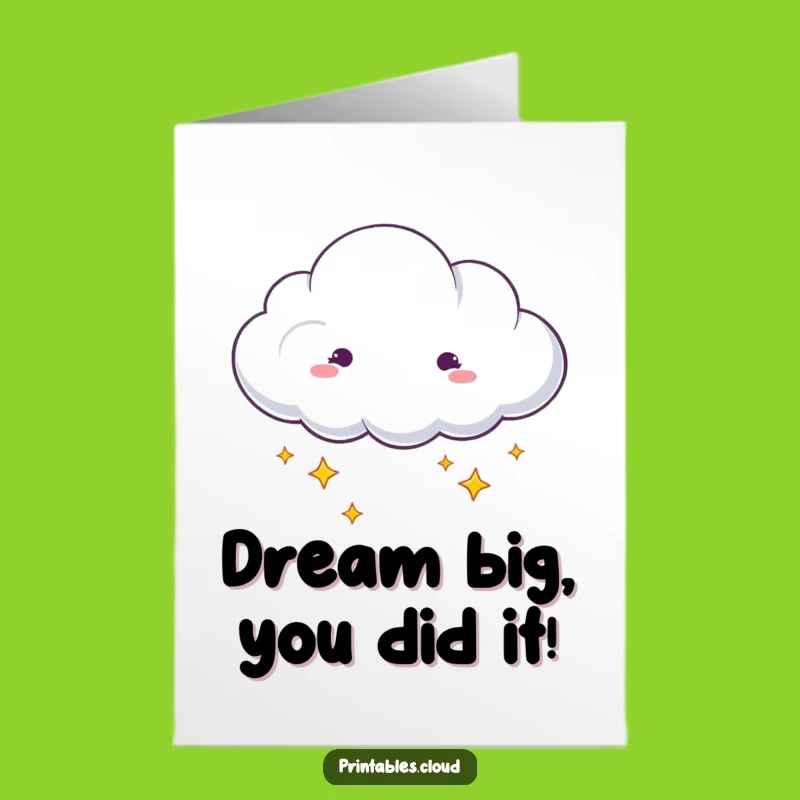 Free Printable Dreamy Cloud Congrats Card: Starry Success - Funny Downloadable Gift