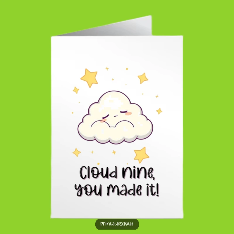 Free Printable Gentle Congrats Card: Sleepy Cloud for Peaceful Celebrations