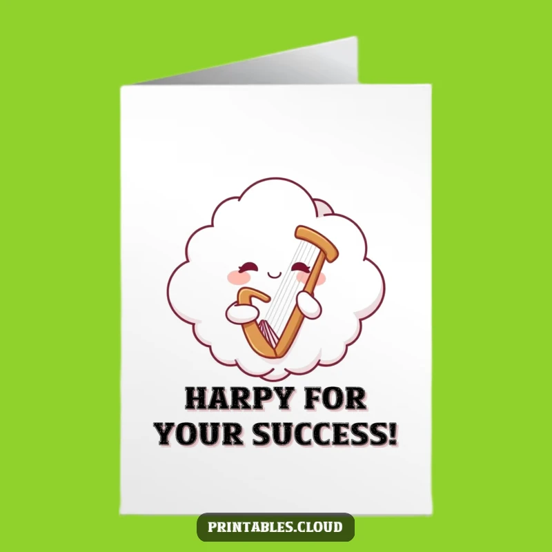 Free Printable Congrats Card: Harp Cloud Funny Downloadable Gift