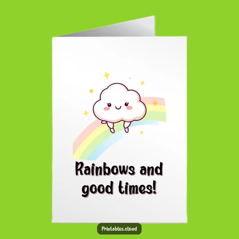 Free Printable Cloud Congrats Card: Rainbow Celebration, Print at Home