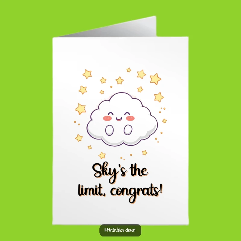 Free Printable Congrats Card - Happy Cloud Rolling High, Amazing Downloadable Gift
