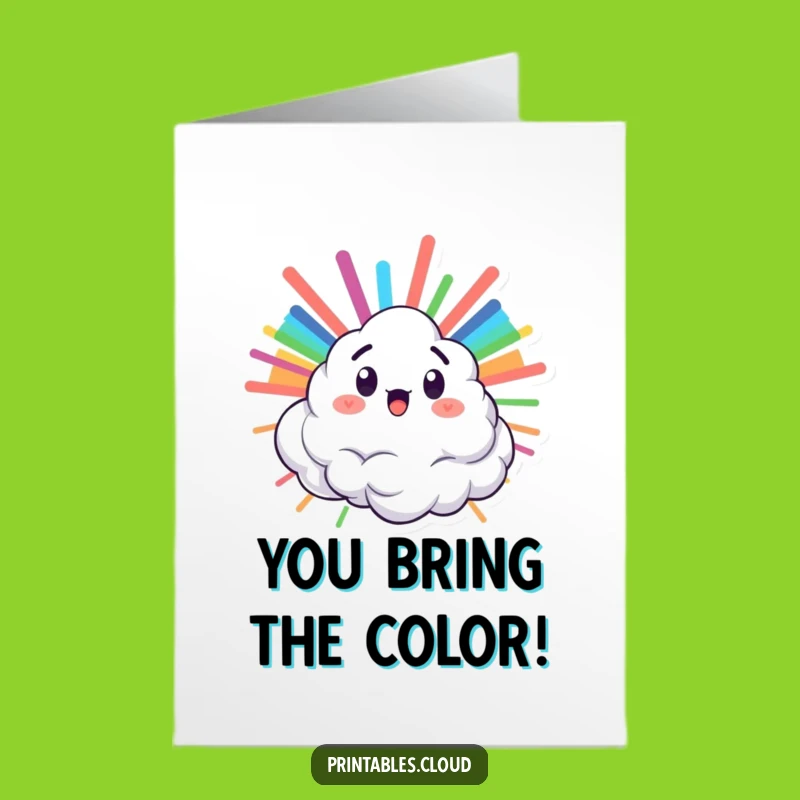 Free Printable Congrats Card: Rainbow Cloud Character - Joyful Downloadable Achievement Gift