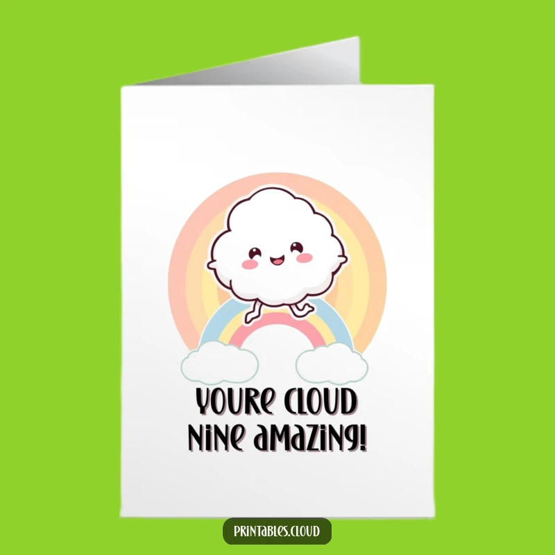 Free Printable Cloud Congratulations Card: Joyful Rainbow Bounce for Your Success