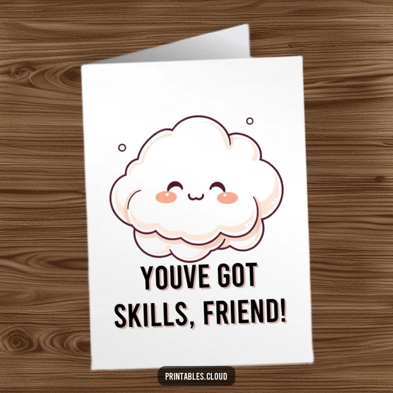 Funny Free Printable Congratulations Card: Giggling cloud making mist art, creative, celebratory downloadable.