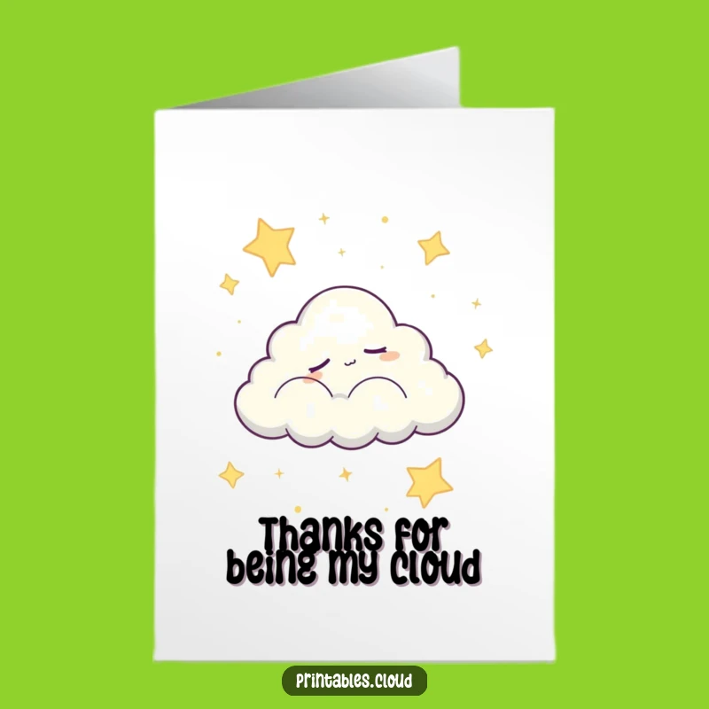 Free Printable Calm Thank You Card: Sleepy Cloud for Peaceful Gratitude