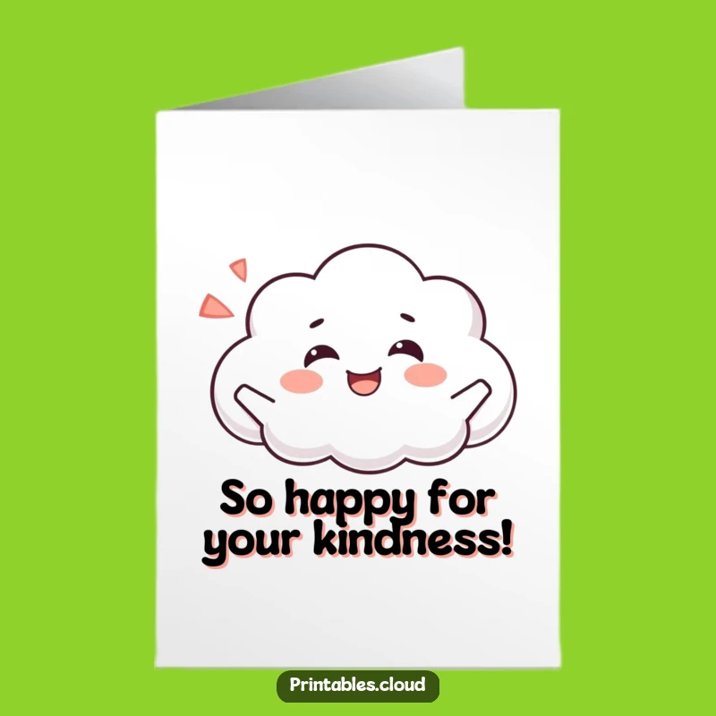 Free Printable Cloud Thank You Card: Happy Sigh Downloadable