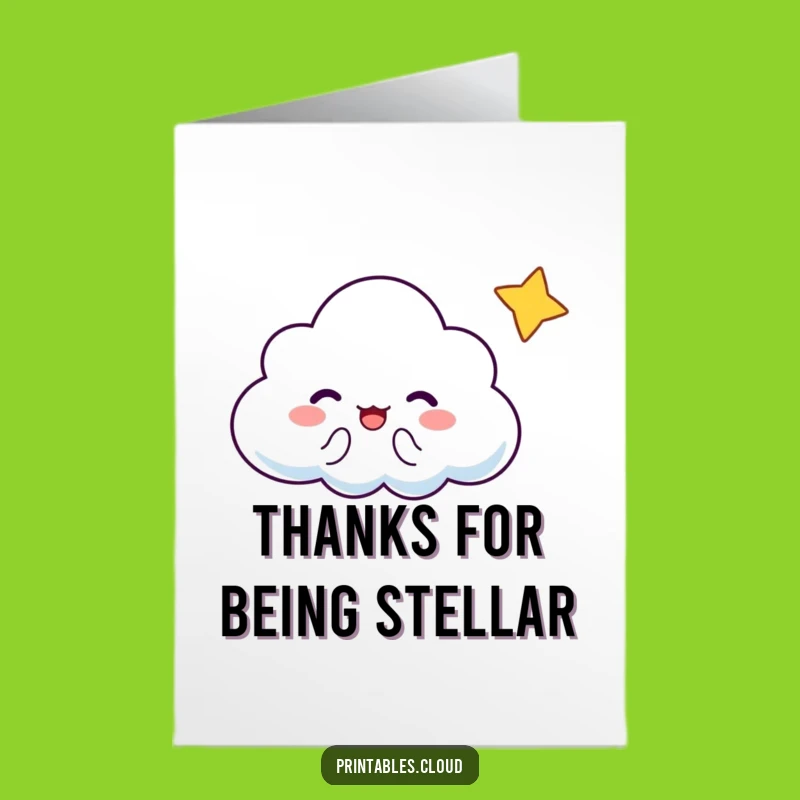 Free Printable Cloud Thank You Card: Starry Wink Gratitude, Print at Home