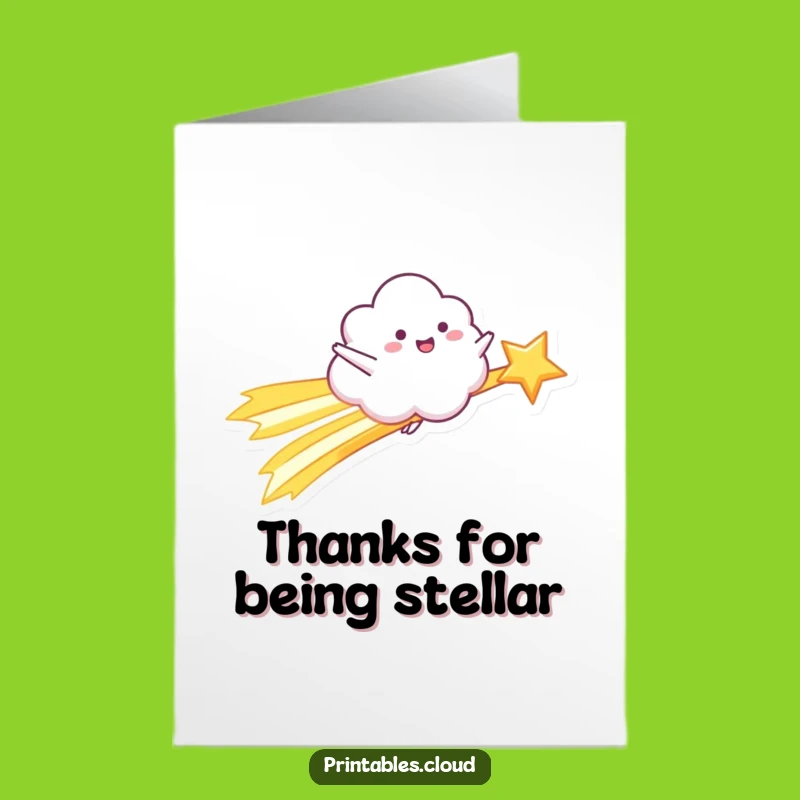 Free Printable Thank You Card: Cloud on Shooting Star