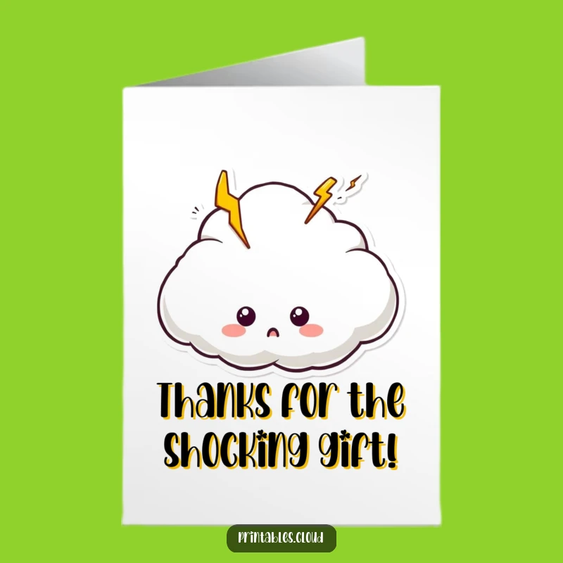 Free Printable Thank You Card: Surprised Electric Cloud, Thanks with a Zap!