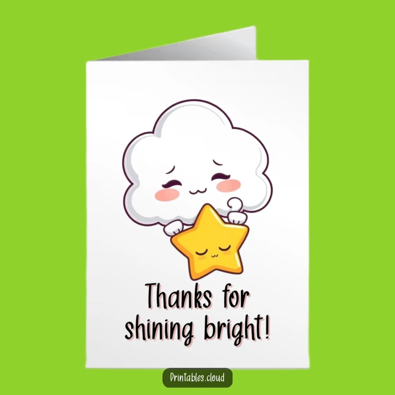 Free Printable Thank You Card: Teasing Star Cloud Funny Downloadable Gift