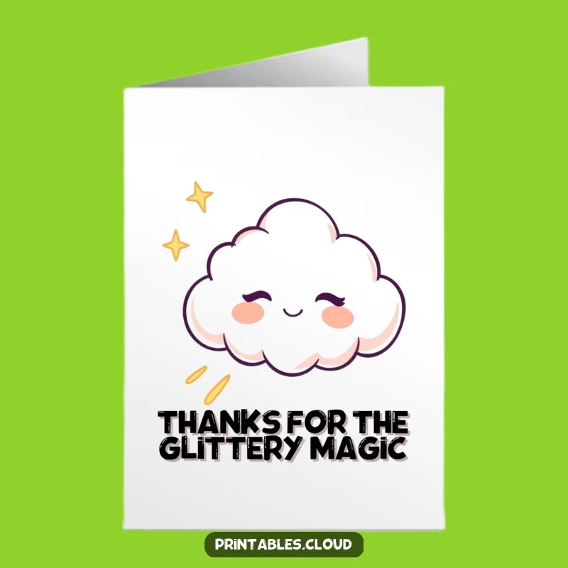 Free Printable Thank You Card: Winking Cloud Thanks Funny Downloadable Gift for Friends