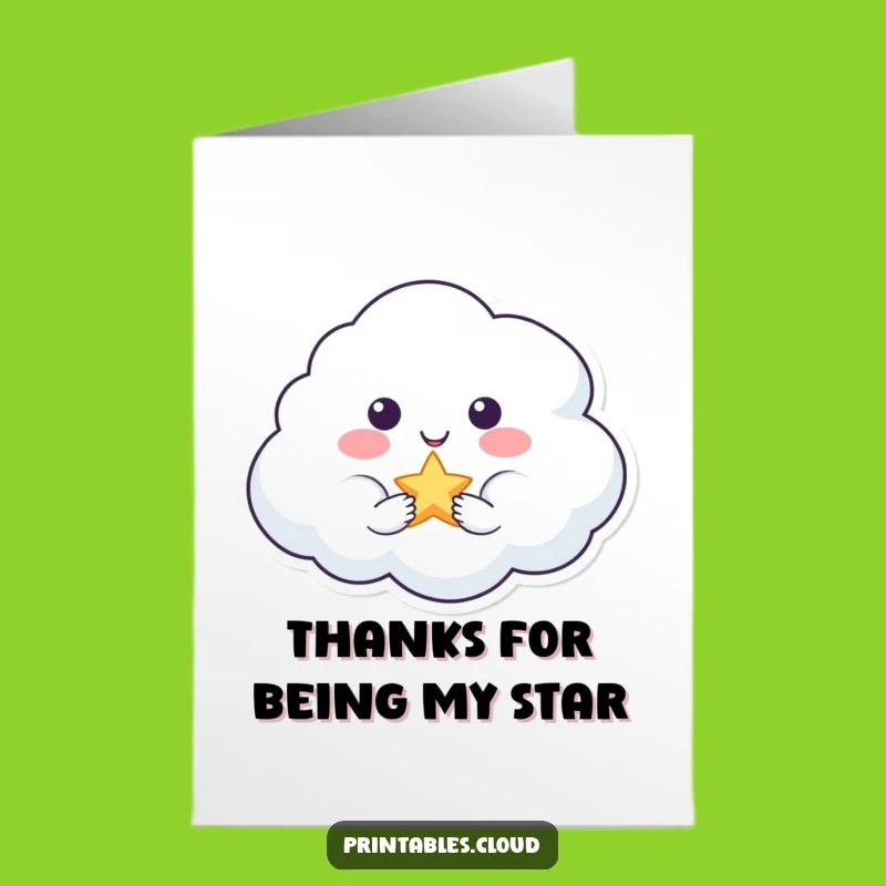 Cloud Offering Star Free Printable Thank You Card - Heartfelt Downloadable Gratitude!