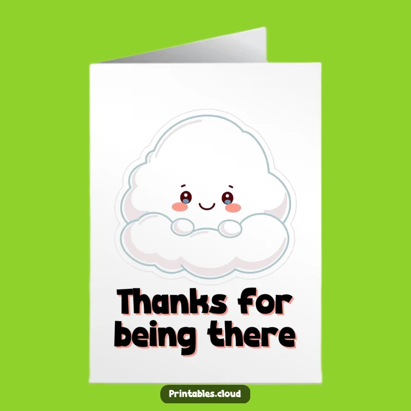 Free Printable Thank You Card: Peeking Cloud - Surprise Thanks! Downloadable Gift