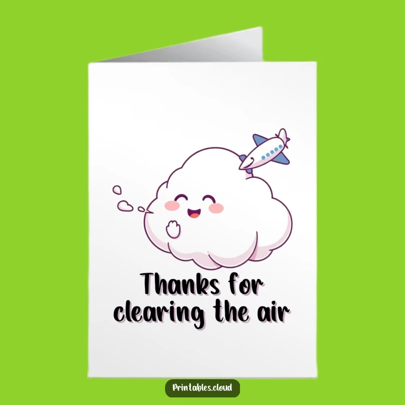 Free Printable Thank You Card: Cloud Teases Airplane