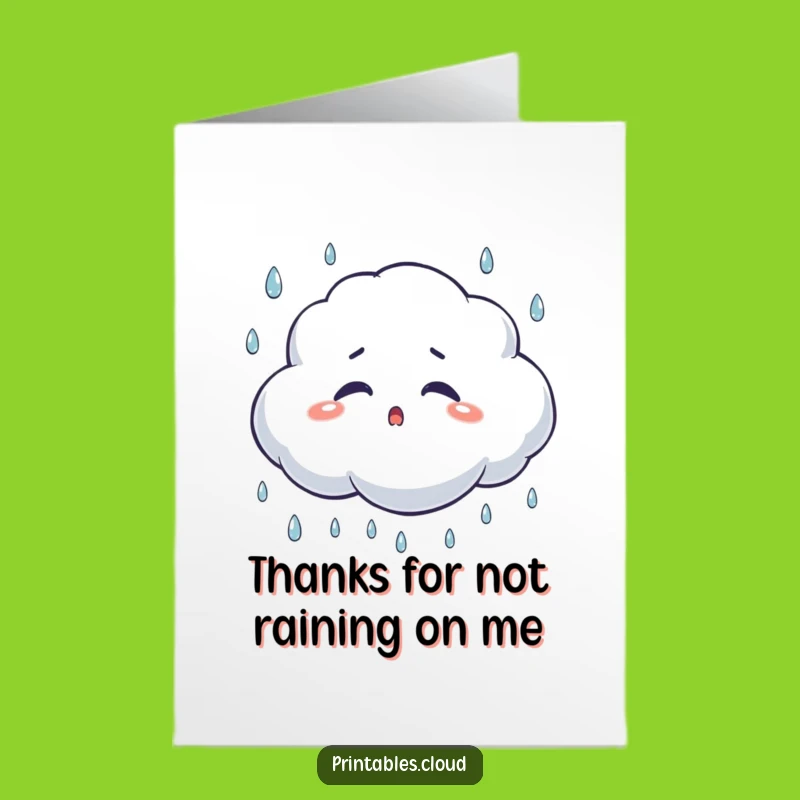 Free Printable Thank You Card: Surprised Cloud - Funny Downloadable Gift