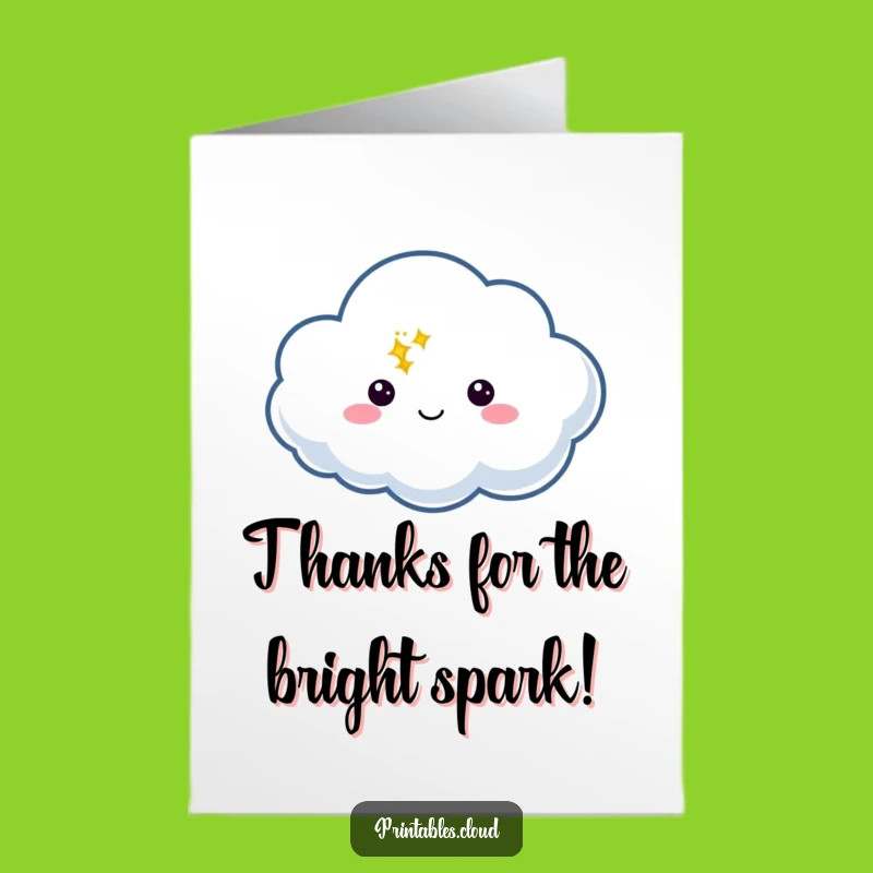 Free Printable Thank You Card: Twinkling Cloud Thanks, Downloadable Gentle Sparkle