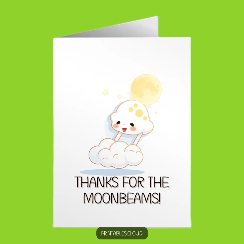 Free Printable Thank You Card: Moon-Bouncing Cloud Funny Downloadable Gift
