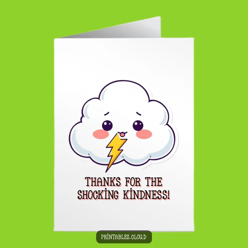 Free Printable Thank You Card: Surprised Cloud, Funny Downloadable Gratitude
