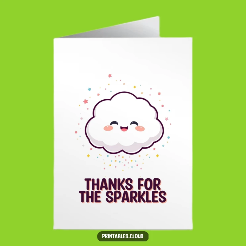 Free Printable Cloud Thank You Card: Confetti Gratitude Downloadable Greeting