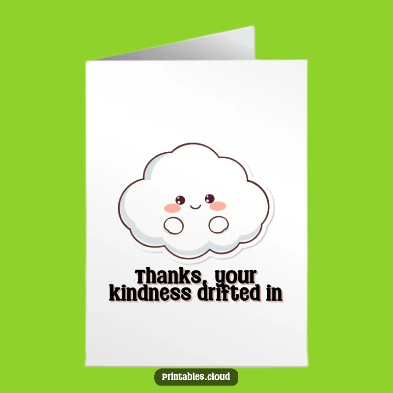 Free Printable Thank You Card: Lazy Cloud, Funny Downloadable Gift of Gratitude