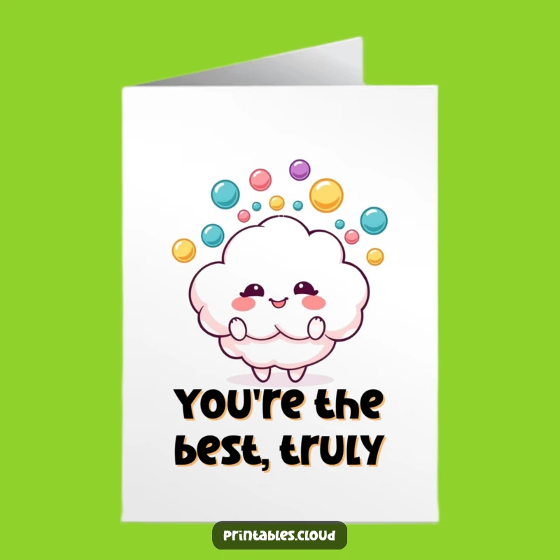 Free Printable Thank You Card: Juggling Cloud, Raindrops - Funny Downloadable