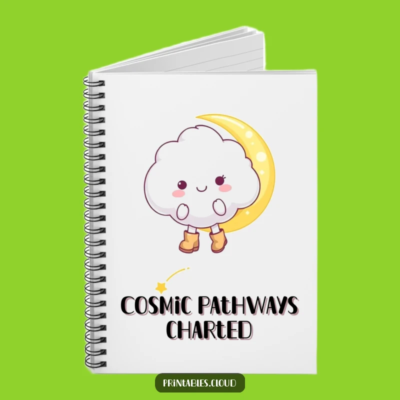 Cheerful Cloud Notebook - Jot Down Dreams on Moonbeams