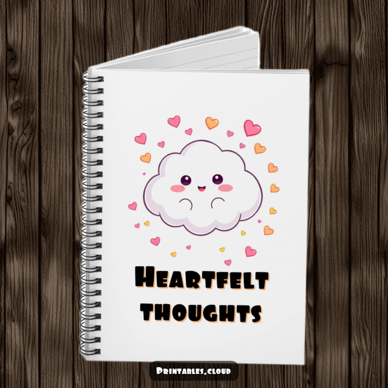 Funny Notebook: A fluffy cloud character rains tiny hearts across the pages, perfect for sweet notes and doodles.
