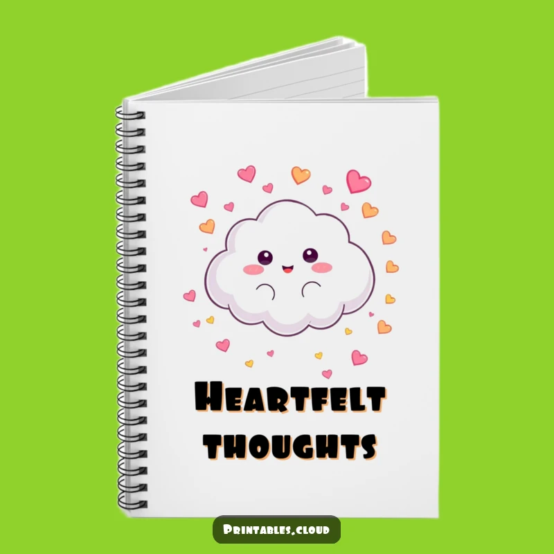 Funny Heart Rain Cloud Notebook: Fluffy Character, Heart Pages, Gift for Writers