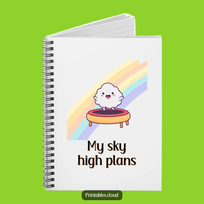 Funny Happy Cloud Rainbow Trampoline Notebook - Jot Down Fun Ideas!