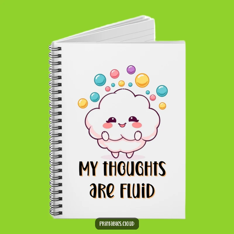 Funny Cloud Juggling Raindrops Notebook, Capture Ideas with Joy