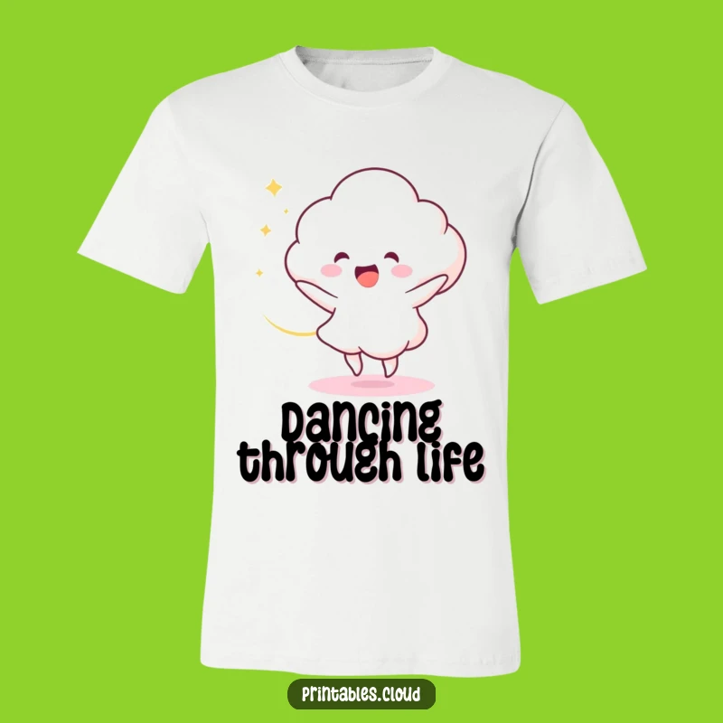 Funny Cloud Dancer T-Shirt: Happy Character Dancing with Light Swirl, Cool Gift