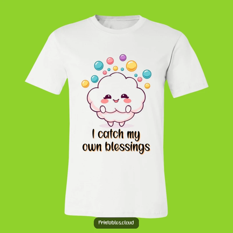Funny Cloud Juggling Raindrops T-Shirt, Whimsical & Hilarious Apparel