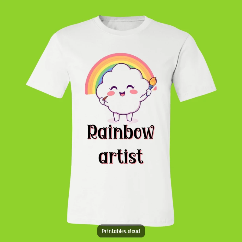 Funny Cloud Rainbow Painting T-Shirt: Wear Your Artful Joy, Great Gift