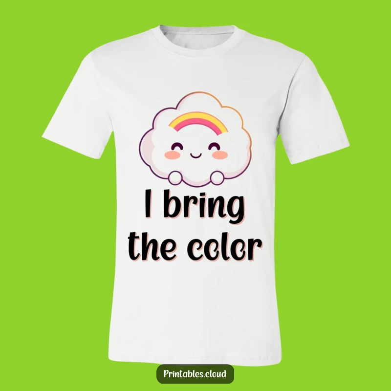 Funny Smiling Cloud Rainbow T-Shirt: Spread Joy & Color, Ideal Funny Gift