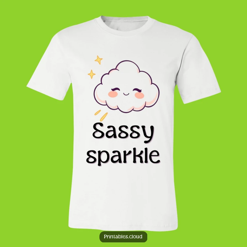 Funny Winking Cloud T-Shirt: Cheeky Character, Glitter Trail Design, Cool Gift