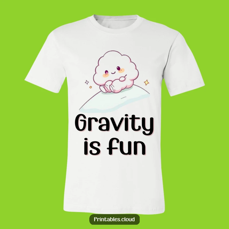 Funny Cloud Sliding T-Shirt: Humorous Adventure Design for Carefree People
