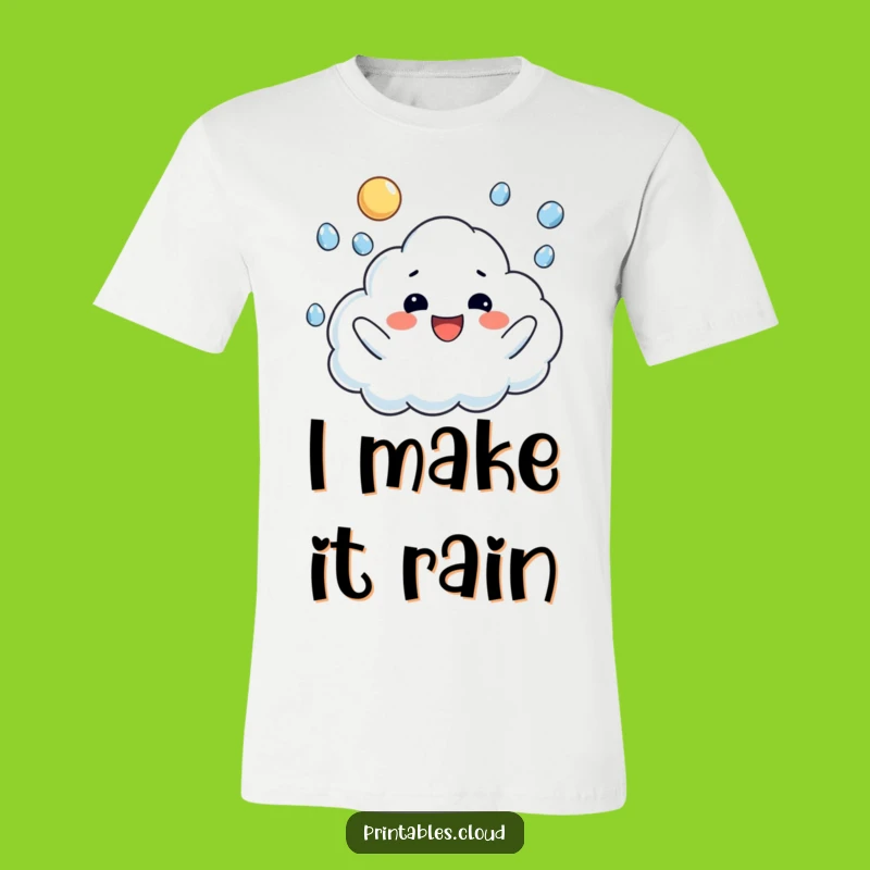 Funny Raindrop Juggling Cloud T-Shirt: Wear Your Joy with This Comical Tee