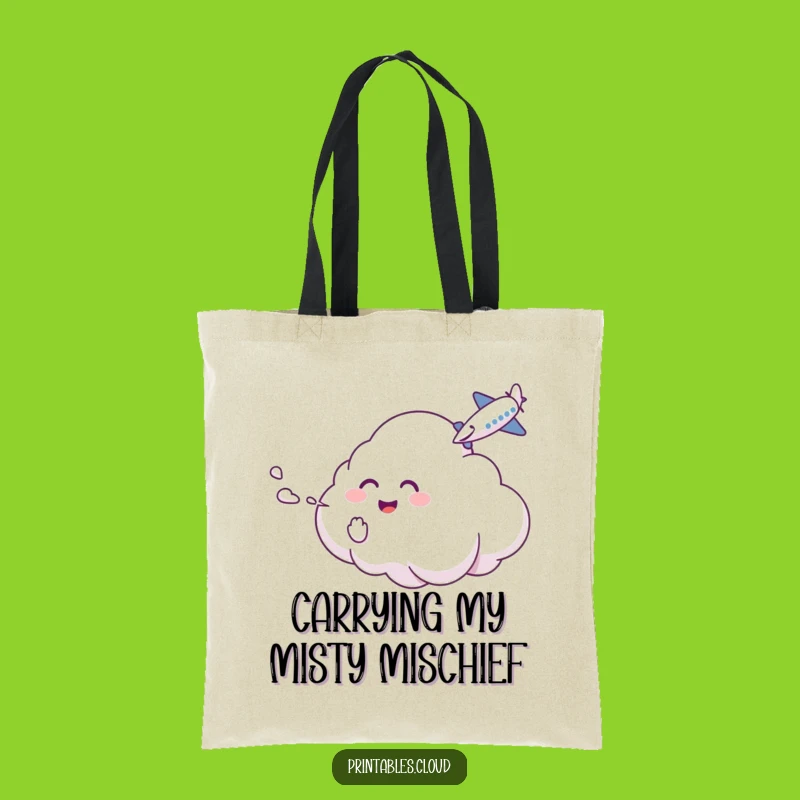 Funny Cloud Tickle Tote Bag: Carry Your Humor with Giggling Airplane Art