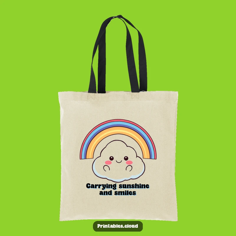 Funny Happy Cloud Tote Bag: Carry Joy With Rainbow Humor